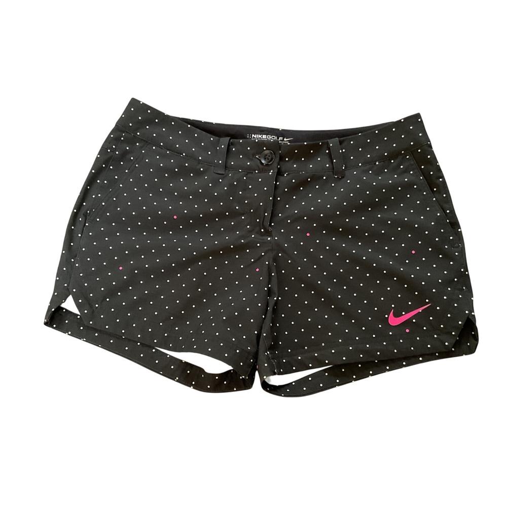 Nike Golf Dri-FIT Polka Dot Shorts Black Pink White Womens Size 6 Performance